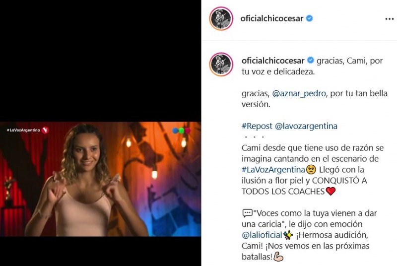 Chico Csar y Pedro Aznar cautivados por Camila